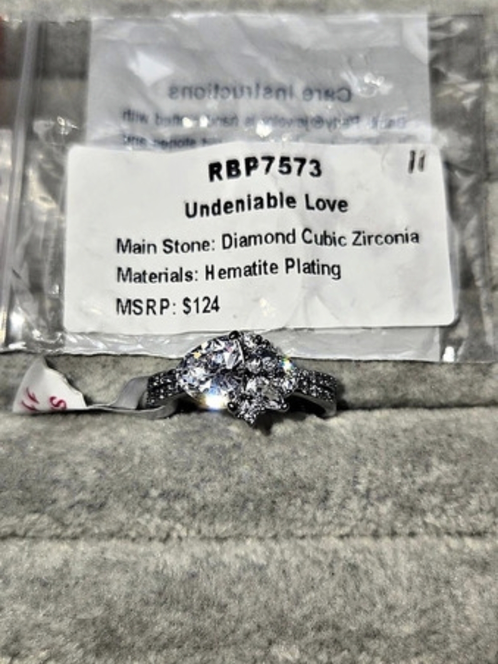 New Size 11 Diamond CZ Undeniable Love Hematite Plating Bomb Party Ring